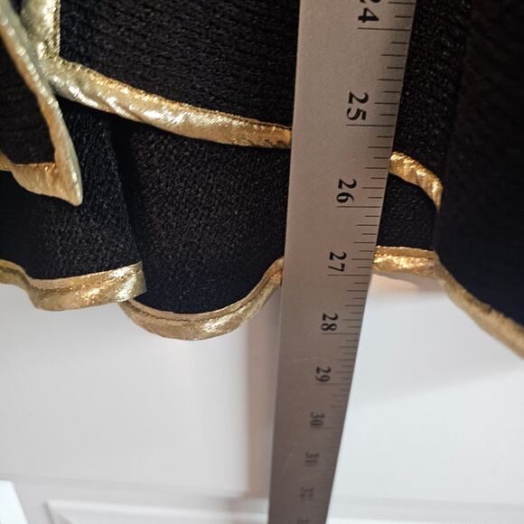 Vintage Floral Sweater Womens Med Black Gold Glam Rock Knit Embellished Evening - Picture 8 of 10